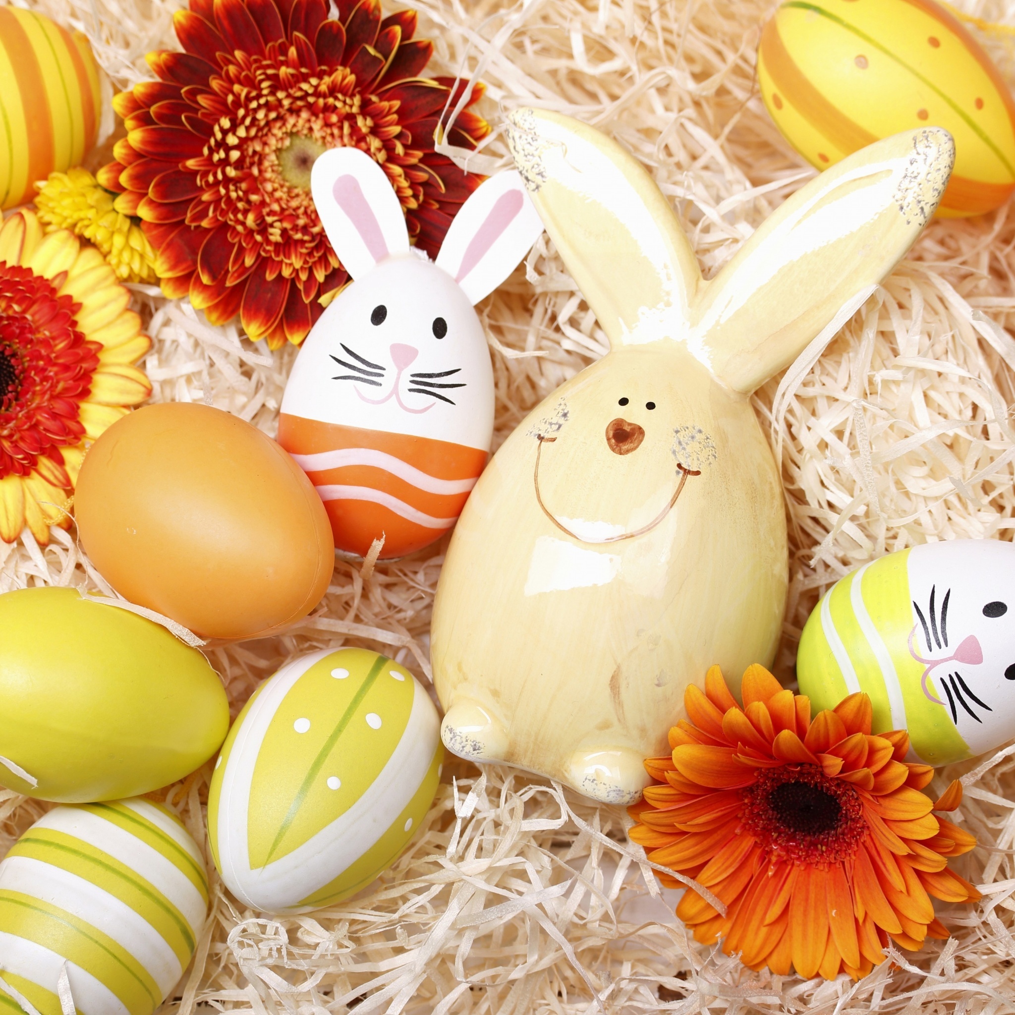 Fondo de pantalla Easter Eggs Decoration with Hare 2048x2048