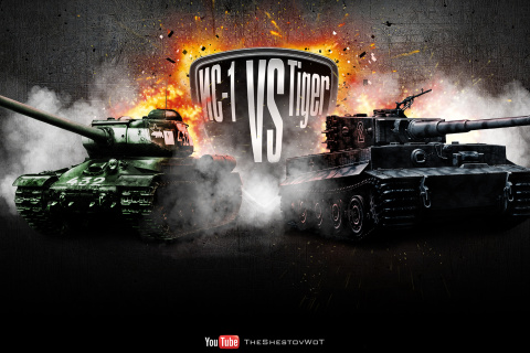 Das World of Tanks Tiger VS IC1 Wallpaper 480x320