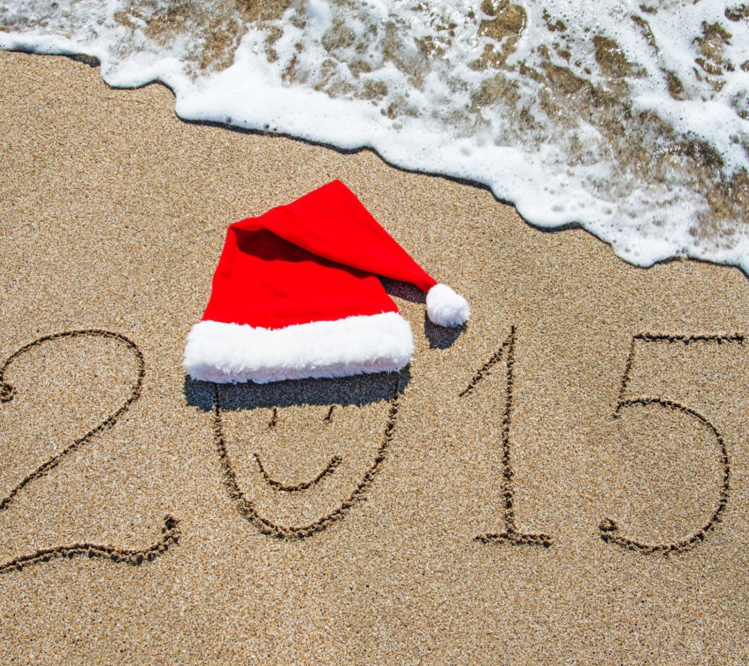 Happy New Year on Sand wallpaper 1080x960
