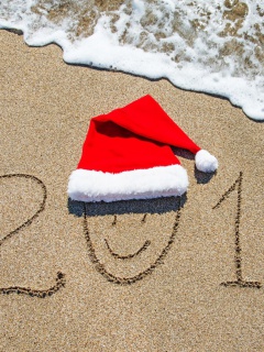 Happy New Year on Sand wallpaper 240x320