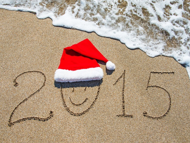 Happy New Year on Sand wallpaper 640x480