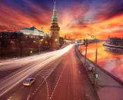 Red Sunset Over Moscow Kremlin wallpaper 176x144