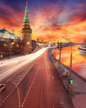 Red Sunset Over Moscow Kremlin wallpaper 176x220