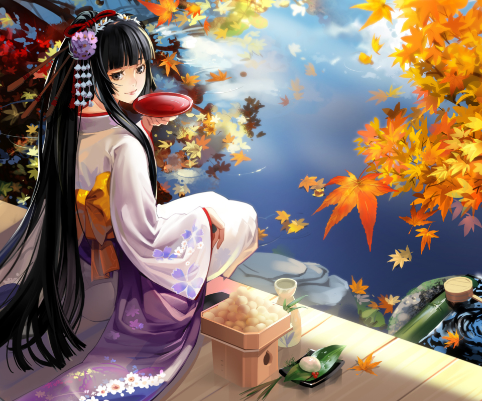 Autumn Kimono Anime Girl wallpaper 960x800