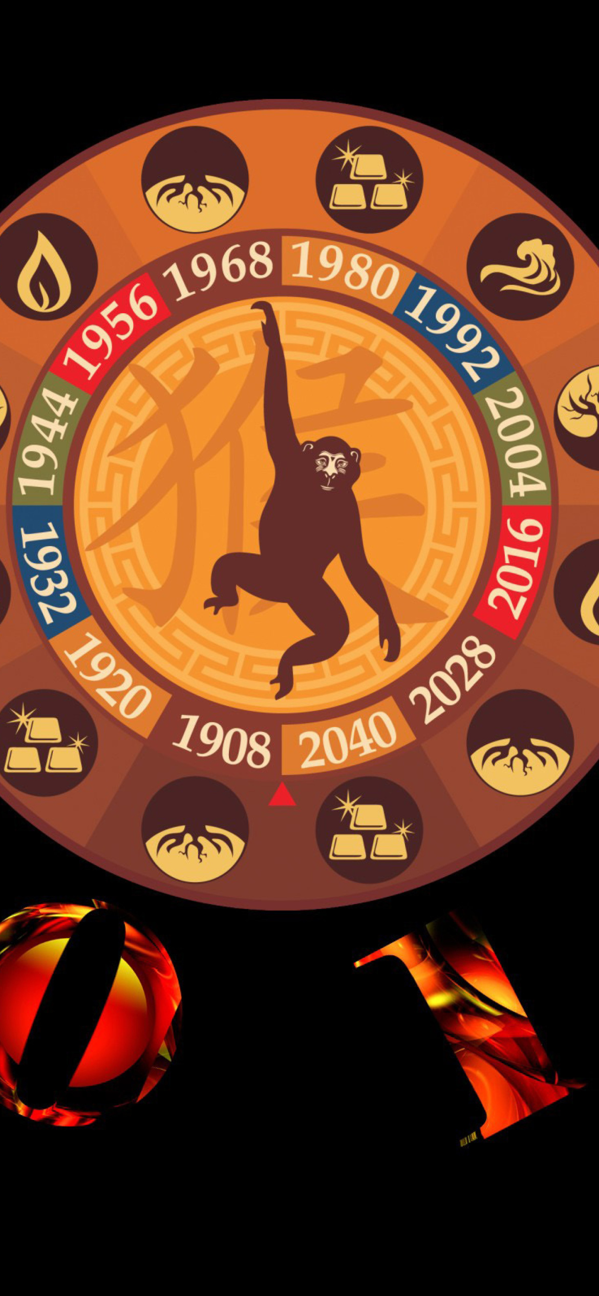 New Year 2016 Monkey Chinese Horoscopes wallpaper 1170x2532