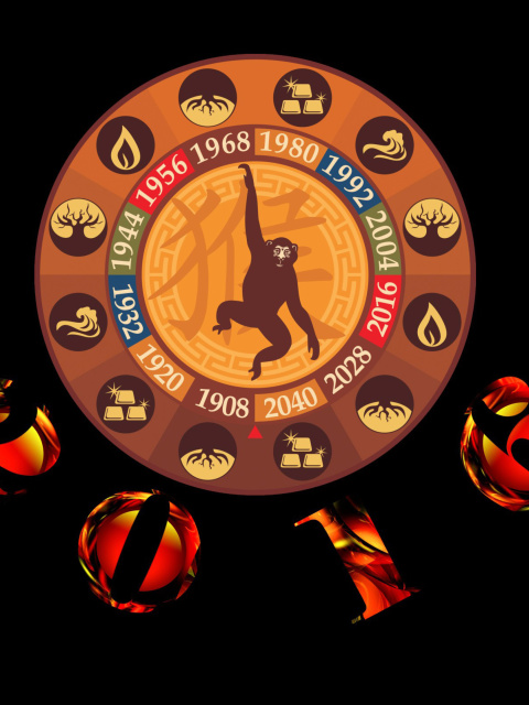 Sfondi New Year 2016 Monkey Chinese Horoscopes 480x640