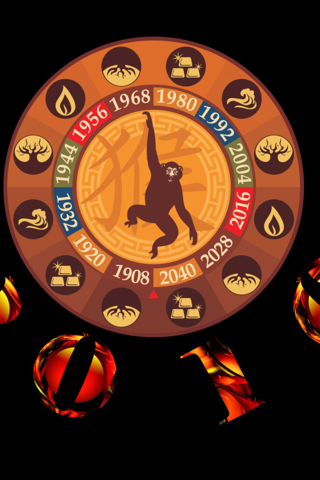 Das New Year 2016 Monkey Chinese Horoscopes Wallpaper 640x960