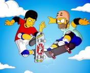 Обои Homer Simpson and Tony Hawk 176x144