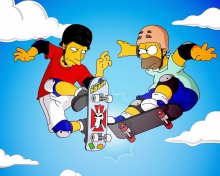 Обои Homer Simpson and Tony Hawk 220x176