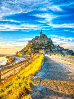 Обои Normandy, Mont Saint Michel HDR 240x320