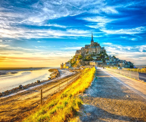 Das Normandy, Mont Saint Michel HDR Wallpaper 480x400
