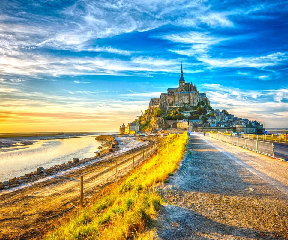 Fondo de pantalla Normandy, Mont Saint Michel HDR 960x800