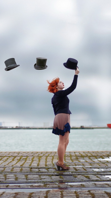 Girl And Hats wallpaper 360x640