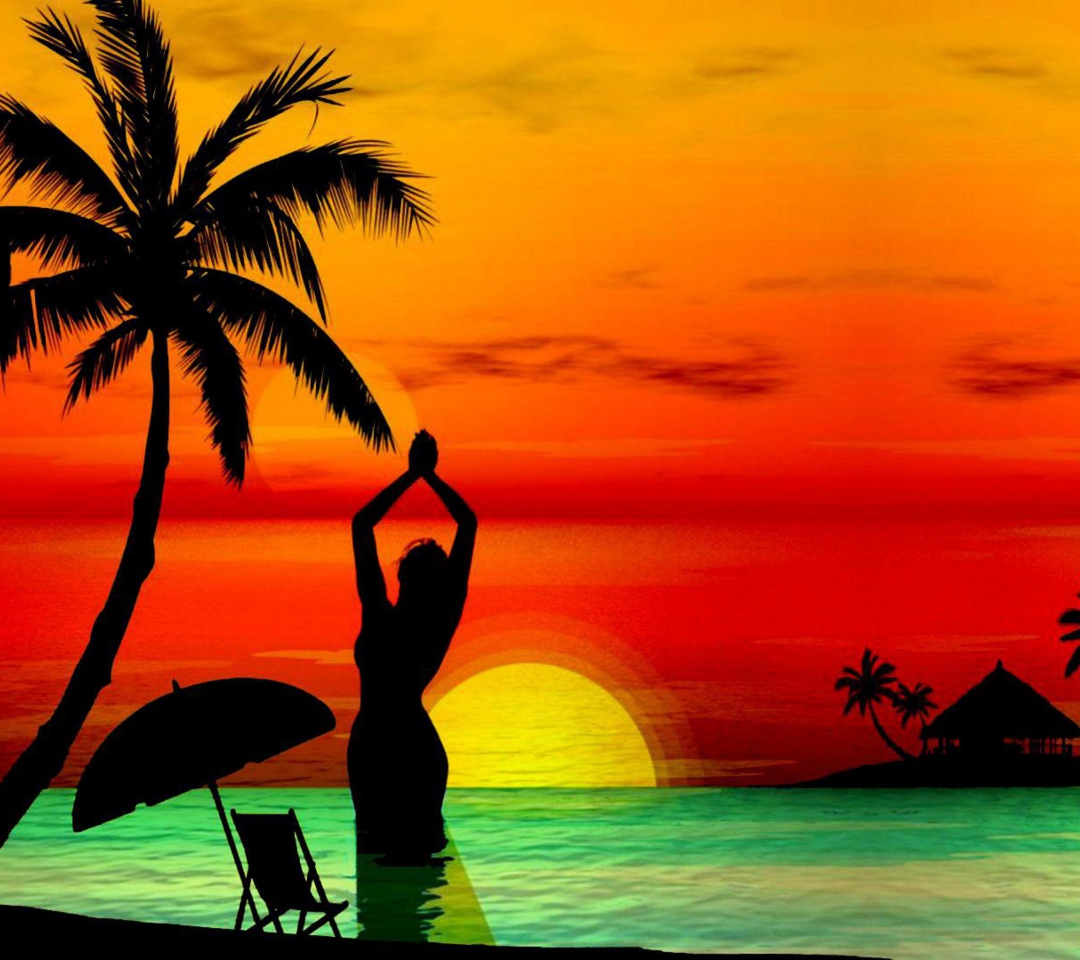 Sunset Beach wallpaper 1080x960
