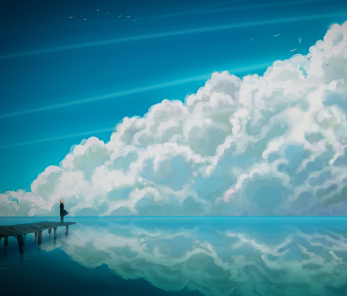 Blue Sky And Fluffy Clouds screenshot #1 1200x1024