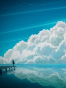 Das Blue Sky And Fluffy Clouds Wallpaper 132x176