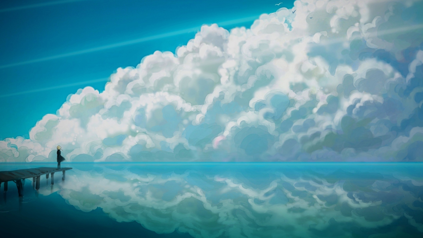 Blue Sky And Fluffy Clouds screenshot #1 1366x768