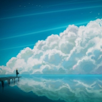 Das Blue Sky And Fluffy Clouds Wallpaper 208x208
