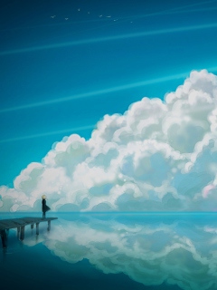 Das Blue Sky And Fluffy Clouds Wallpaper 240x320
