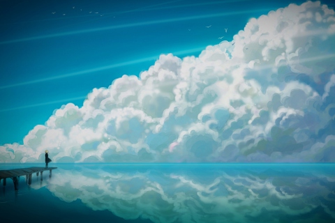 Fondo de pantalla Blue Sky And Fluffy Clouds 480x320