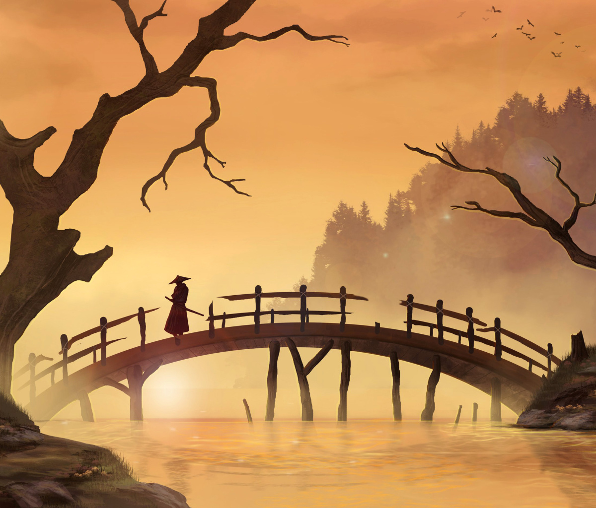 Screenshot №1 pro téma Samurai on Bridge 1200x1024