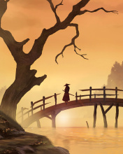 Das Samurai on Bridge Wallpaper 176x220