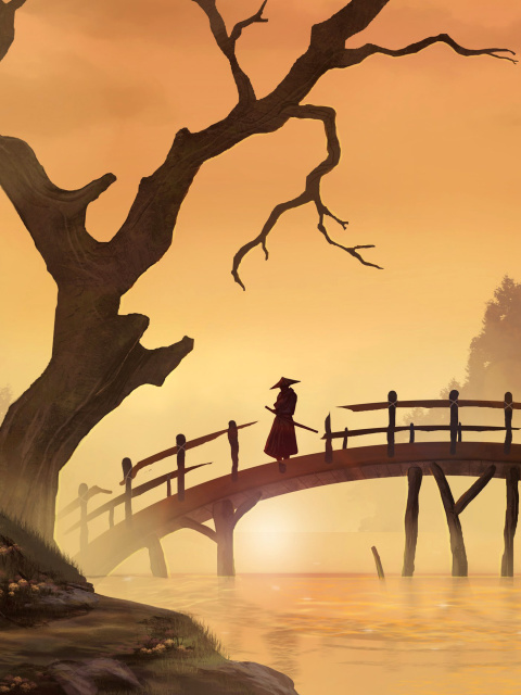 Samurai on Bridge screenshot #1 480x640