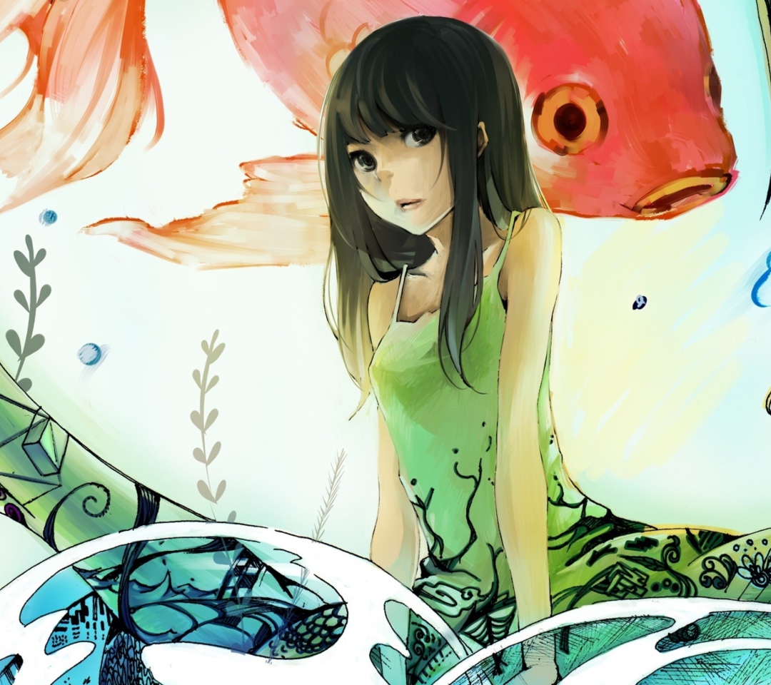Das Cute Anime Girl Painting Wallpaper 1080x960