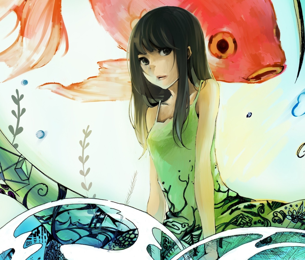 Обои Cute Anime Girl Painting 1200x1024