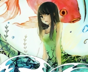 Das Cute Anime Girl Painting Wallpaper 176x144