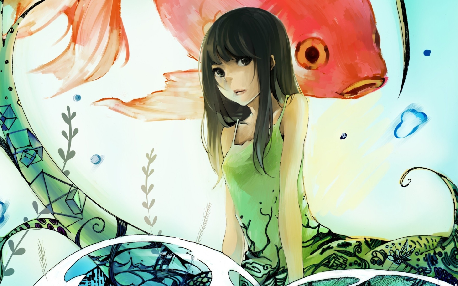 Cute Anime Girl Painting wallpaper 1920x1200
