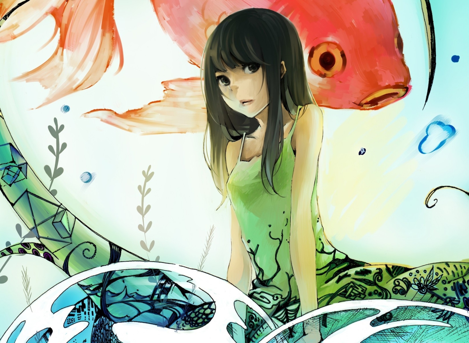 Das Cute Anime Girl Painting Wallpaper 1920x1408