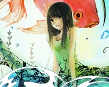Das Cute Anime Girl Painting Wallpaper 220x176