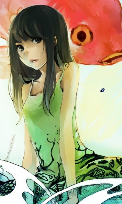 Cute Anime Girl Painting wallpaper 240x400