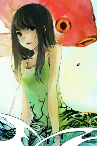 Das Cute Anime Girl Painting Wallpaper 320x480