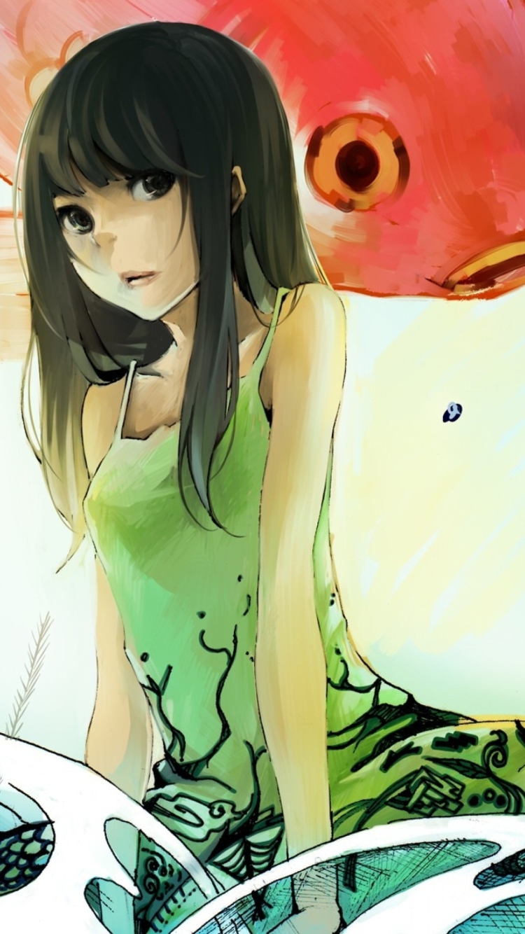 Fondo de pantalla Cute Anime Girl Painting 750x1334