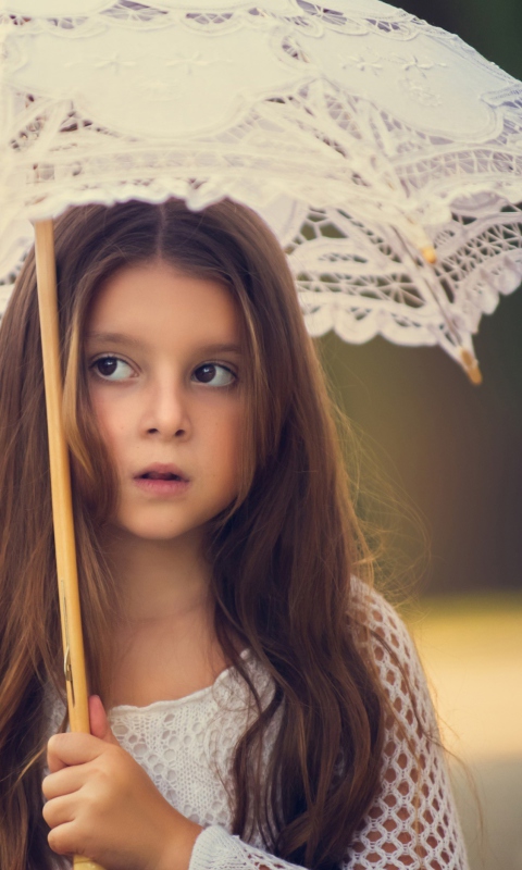 Обои Girl With Lace Umbrella 480x800