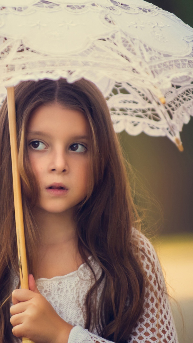 Girl With Lace Umbrella wallpaper 750x1334