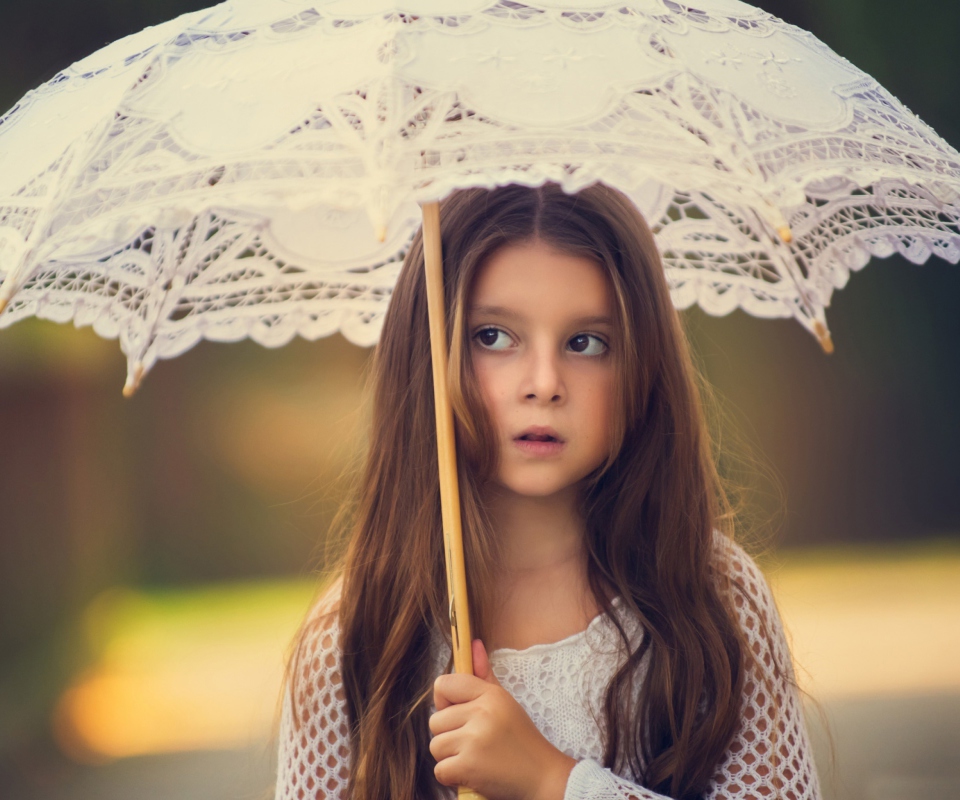 Girl With Lace Umbrella wallpaper 960x800