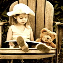 Little Girl Reading Book wallpaper 128x128
