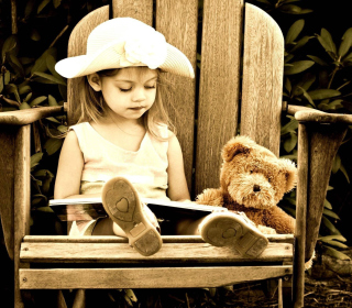 Little Girl Reading Book papel de parede para celular para 128x128