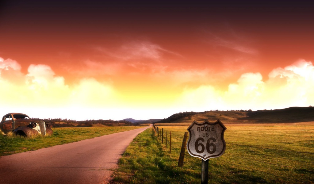 Das Adventure Route 66 Landscape Wallpaper 1024x600