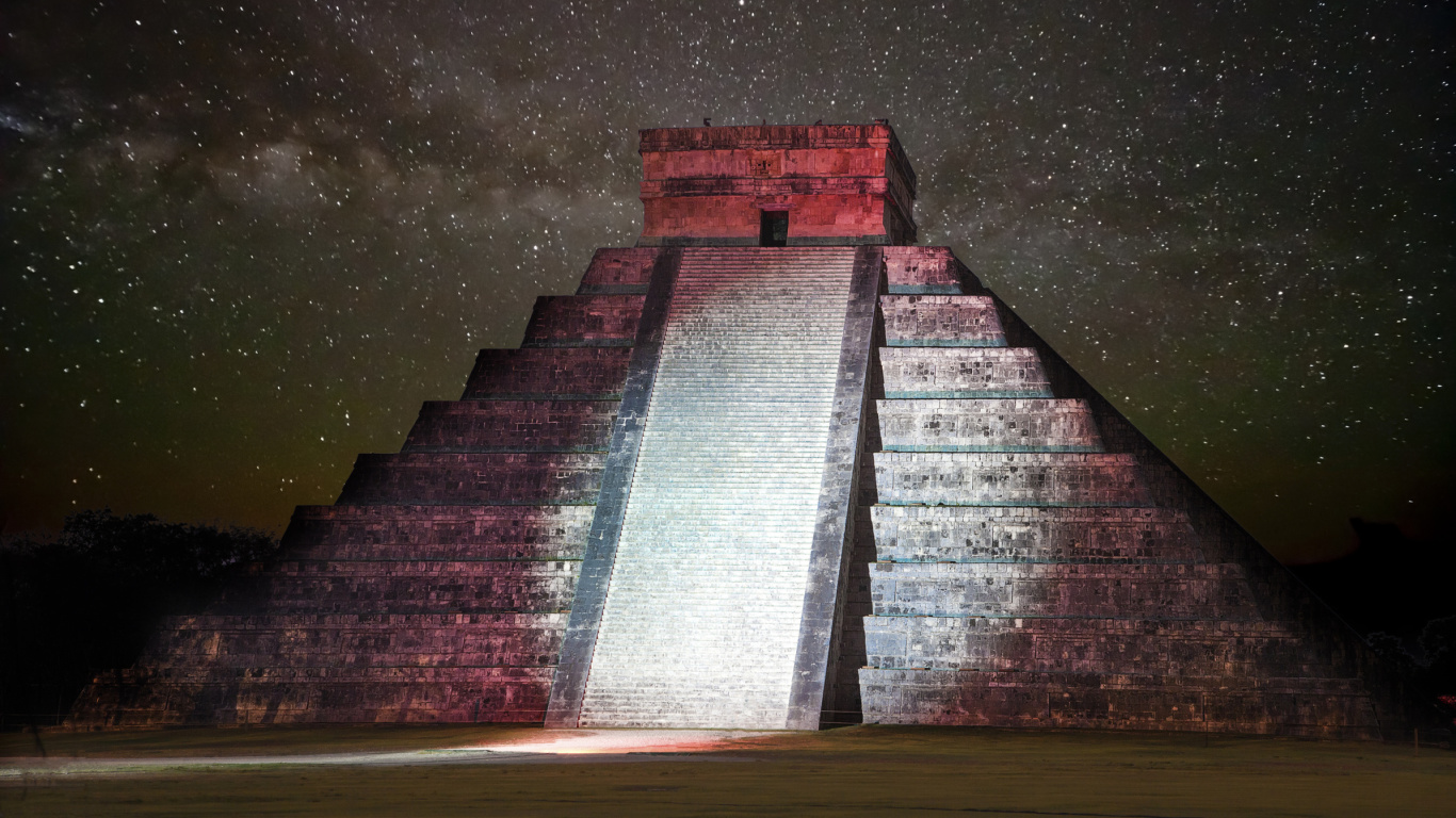 Fondo de pantalla Chichen Itza Pyramid in Mexico 1366x768