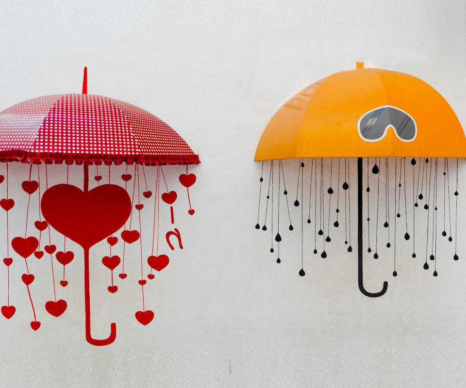 Two umbrellas wallpaper 960x800