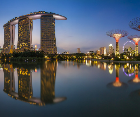 Das Singapore Marina Bay Sands Tower Wallpaper 480x400
