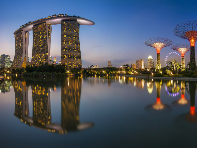 Singapore Marina Bay Sands Tower wallpaper 640x480