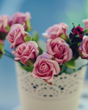 Beautiful Pink Roses In White Vintage Vase wallpaper 176x220