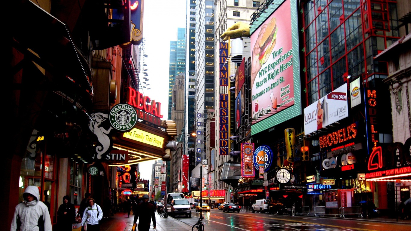 Sfondi Street in Manhattan Borough, New york 1366x768