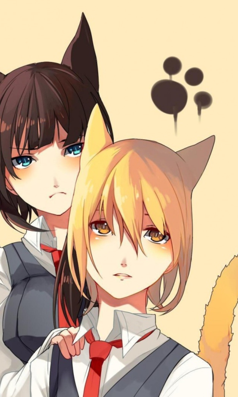 Обои Cat Girls 480x800