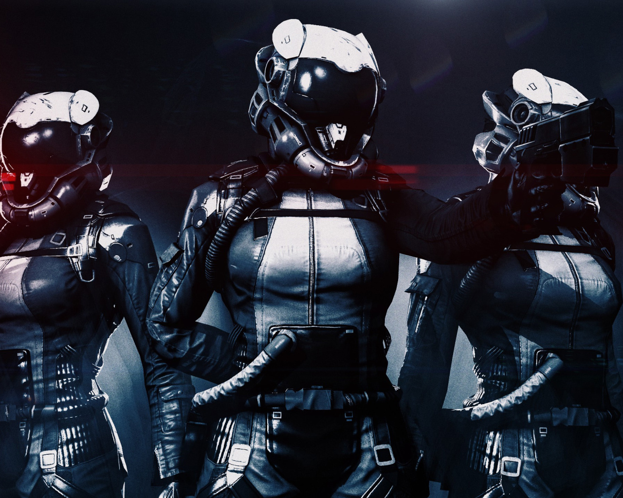 Fondo de pantalla Cyborgs in Helmets 1280x1024